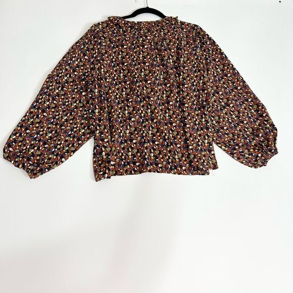 Q2 Shirt Womens Small Blouse Long Sleeve Edna Top NEW Multicolor Ruffle - Picture 11 of 12
